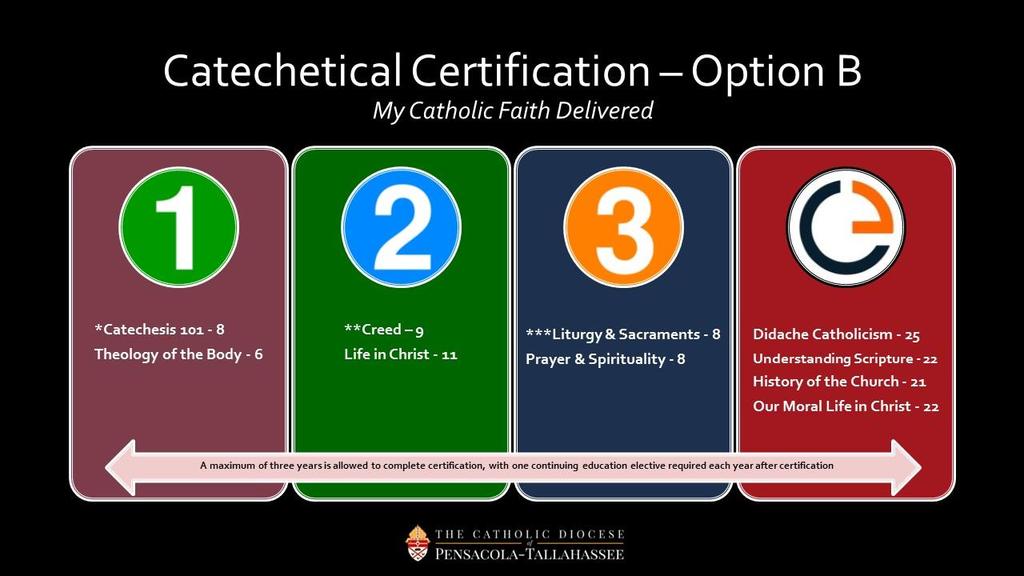Catechetical Certification Requirements through My Catholic Faith Delivered: Year One: Catechesis 101 8 contact hours $29.00 Theology of the Body with Adults & Educators 6 contact hours $29.