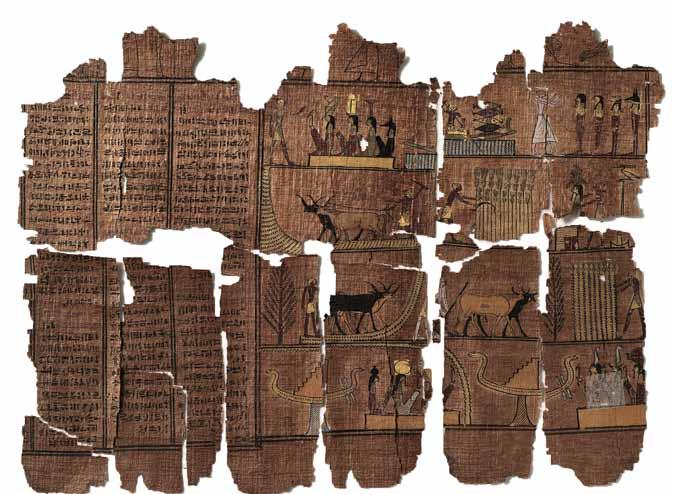 ROM 978x43.1, the scroll examined by Gee in Toronto. This papyrus fragment depicts the vignette from Book of the Dead 110 (Ptolemaic period). With permission of the Royal Ontario Museum ROM.
