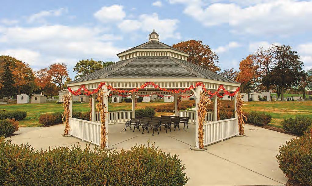 This centrally located Gazebo provides a special location for community events and activities sponsored by the cemetery.