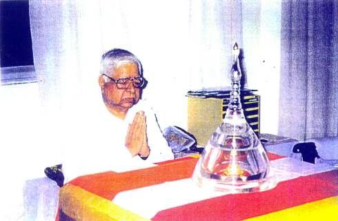 Respected Acharya S.N.Goenkaji is seen here paying His Respects to The Sacred Corporeal Relics of Lord Gautama Buddha as mentioned above Contents of The Sacred Relic Casket No.