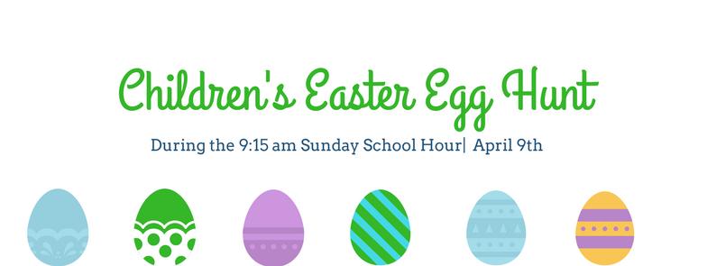 Earlier that morning, the children are invited to go room to room here at the church to hunt for eggs (filled with nonedible treats).