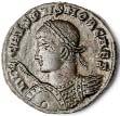 SILIQUA: A silver coin struck on a broad planchet, introduced by Constantine the Great in A.D. 324. It was 1/96th of a Roman pound.