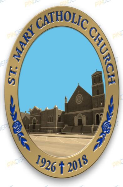 To commemorate our new parish center and redesign of the church, a gorgeous commemorative coin of St. Mary Catholic Church which has been minted and is available for sale!