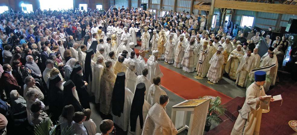 Thousands Celebrate Centennial of St. Tikhon s Monastery HIERARCHS, CLERGY, AND FAITHFUL fill the pavilion for the hierarchical Divine Liturgy on Monday, May 30, 2005 at St.