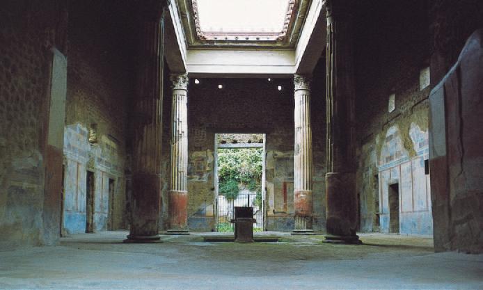 136 CHAPTER 4 Rome 4.20 Atrium, House of the Silver Wedding, 1st century CE. Pompeii, Italy. The open plan of substantial houses such as this helped keep the interior cool in summer.