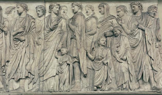 Imperial Rome (27 bce 337 ce) 143 4.25 Procession of the imperial family, detail of south frieze of the Ara Pacis Augustae, 13 9 BCE. Marble, 63" (160.0 cm) high. Museo dell'ara Pacis, Rome, Italy.