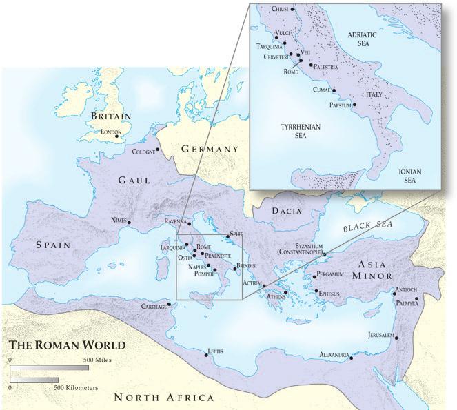 The Etruscans (ca. 700 bce 89 bce) 119 MAP 4.1 The Roman World settlements, one of which was to become the future imperial city of Rome.
