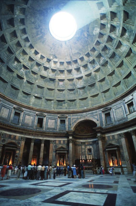 Imperial Rome (27 bce 337 ce) 149 4.34 Pantheon, 118 125 CE (Early Empire). Rome, Italy. Interior view. The coffered dome of the Pantheon is 142 feet (43 meters) in diameter and 142 feet high.