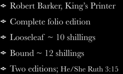 1611 - Printing Robert Barker, King