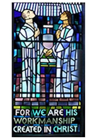 (I Corinthians 15:55) Bottom Panel: This panel is the simplest design in the 13 Windows.
