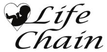 (LIFE CHAIN is a peaceful and prayerful public witness of pro-life individuals standing and praying for our nation and for an end to abortion.