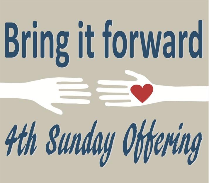Please bring your church offering forward and place it in the offering plates along with a nonperishable food donation, which can be placed in the specially marked baskets (our church is the canned