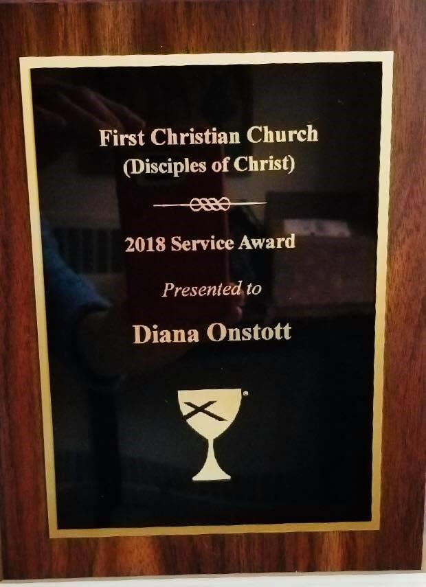 Don t forget to send your congratulations to Diana Onstott our 2018 Community Service Award Winner.