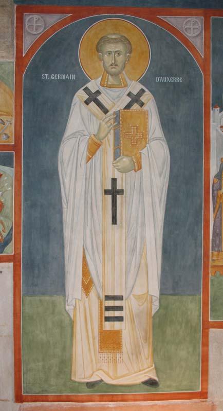 St. Germanus of Auxerre (c. 378 c. 448) in Gaul (now France) In the 20-30 years after the Romans pulled out of Britain it was alleged that Pelagianism became rife among the British clergy.