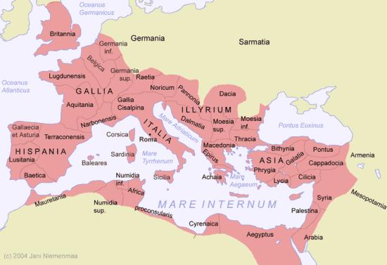 Roman Empire at its peak (96 A.D.