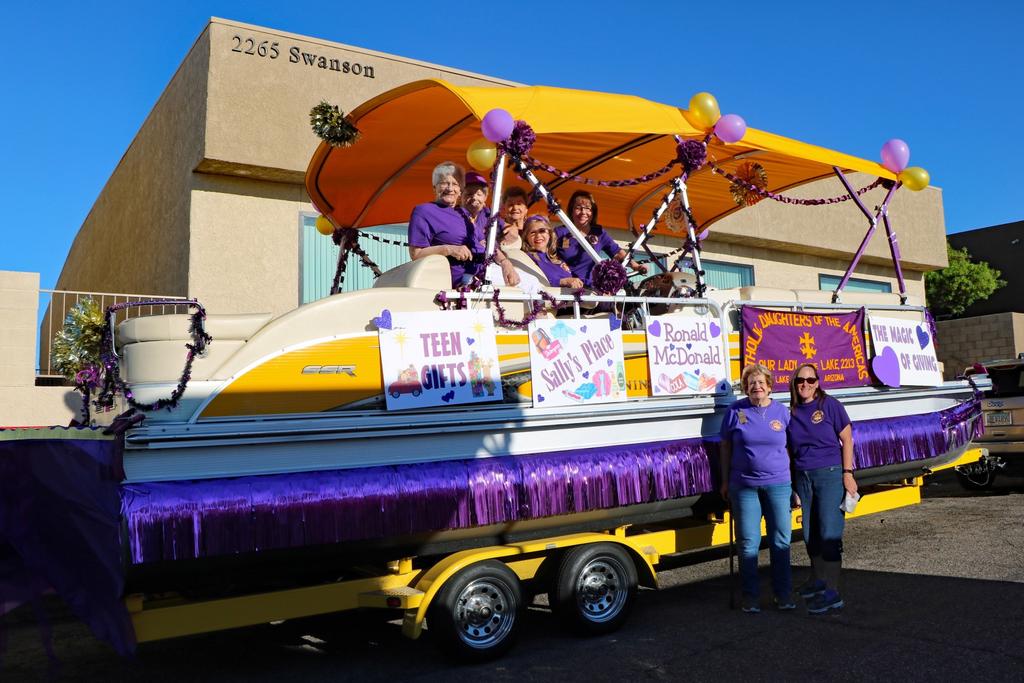 Court 2213 Our Lady of the Lake Our Lady of the Lake Court #2213 Lake Havasu City Az won 2nd place in the Lake Havasu City London Bridge Parade October 28 2017 All involved Chris Wildfeuer