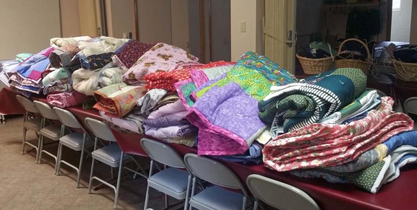 This year we are sending 44 Quilts, 24 School Bags and 10 Health Kits to Lutheran World Relief.