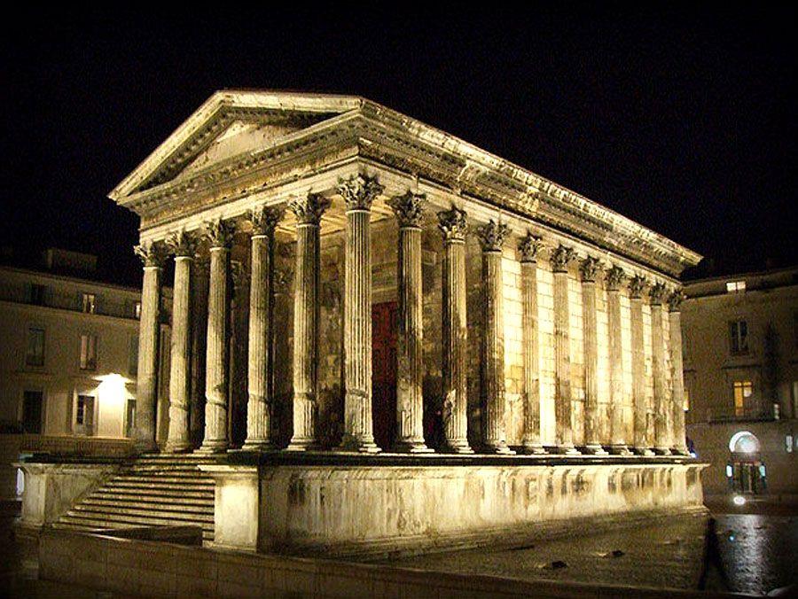 Early Empire Maison Carree, Nimes France 1-10CE The Forum of Augustus is in ruins today, but historians belive that the same stone masons were employed for the square house in Nimes Fance Best
