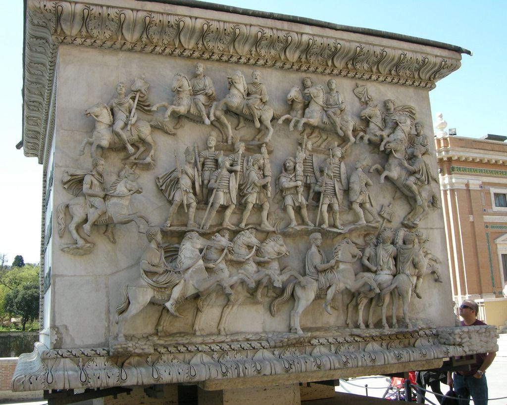 High Empire Decursio, pedestal of the Column of Antoninus 138 CE, Hadrian adopted 51 year old Antoninus Pius, and required him to adopt Marcus Aurelius and