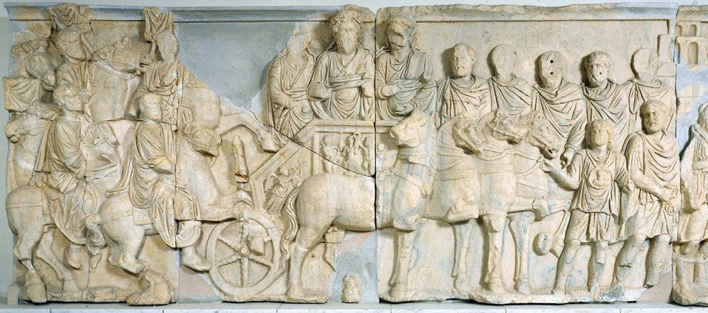 Late Empire Chariot procession of Septimius Severus, Lepcis Magna, Libya 203 CE https://youtu.