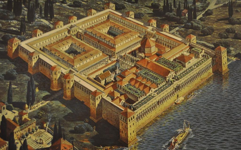 Late Empire Restored view of the palace of Diocletian, Split, Croatia 298-306 CE The civil war between the three other kings lasted 20 years Constantine I became emperor Invaded italy in 312 CE he