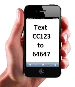 By Debit/Credit Card via Smart Phone Giving If you have a smart phone, you can give via text; simply text CC123 to 64647 and you