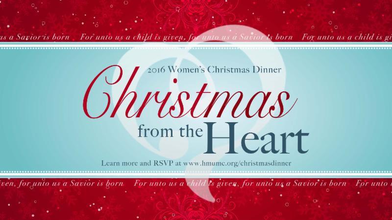 Women's Ministry Christmas Dinner Friday, December 2 at 6:00 p.m. in the Worship Center Join us for our annual Women's Christmas Dinner. Simply RSVP by Nov.