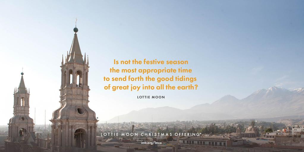 Lottie Moon Christmas Offering Starting in 1888, the Lottie Moon Christmas Offering was established to empower the international missions efforts for Southern Baptists.