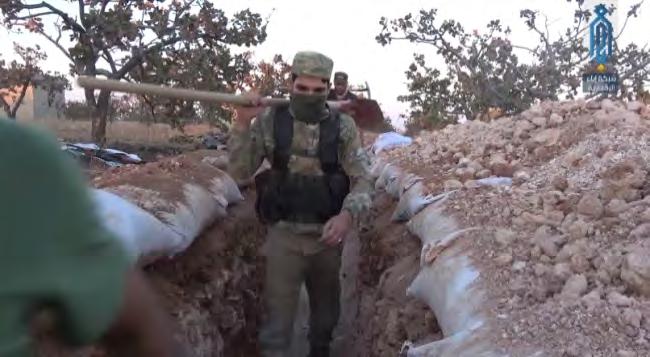 7 Fortification work by the Headquarters for the Liberation of Al-Sham (Ibaa, August 26, 2018) Training of an