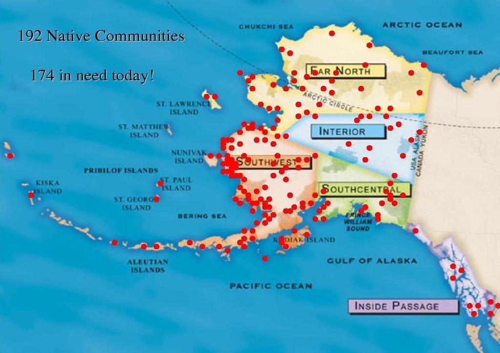 The red dots indicate villages that are currently in need of the