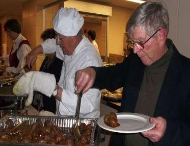 The banquet followed the social hour. Everett Tillung was our chef, and Tim Hirsch enjoyed the meal.