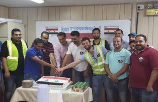 The awarded employees are Mohd Shabir, Equipment Operator; Shakeel Ahmed, Foreman; Saad