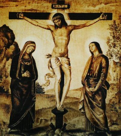 The Crucifixion Now there stood by the cross of Jesus his mother. (John 19,25) Let us imagine ourselves on the hill of Calvary outside of Jerusalem It is around three o clock in the afternoon.
