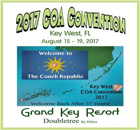 VOLUME XXIV, ISSUE THE EPITONIUM PAGE 5 COA Convention The 2017 convention in Key West promises to be another great event. Field trips will be August 13-14.