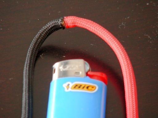 Here is a picture of the 2 colored cords after they have fused together