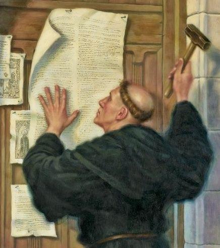 The 95 Theses was posted on October 31, 1517 Posted on the door of the church in Wittenberg, Germany Stated: People could only gain salvation through belief in God s gift of forgiveness.
