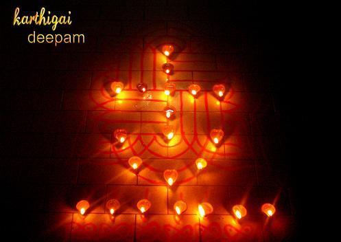 On Deepam day, people place all the lamps before God and do Puja [worship] and light them. Then Deeparadhana is done.
