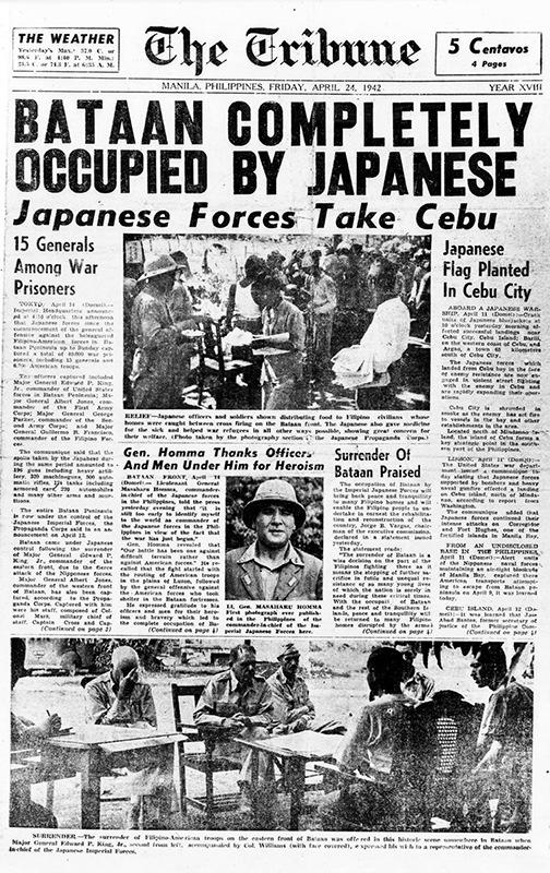 6 of 10 3/21/2014 6:31 PM The Tribune headlines the fall of Bataan, April 24, 1942.