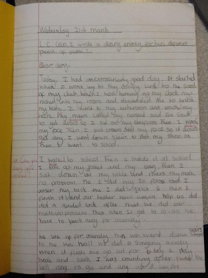 Monday 26 th March 2018 L.C Can I write diary entries from the point of view of a child in Roman times and a child in London 2018? This week the children wrote two different diary entries.