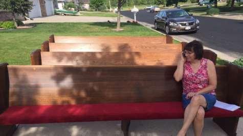 Where have some of our pews gone? No, we have not set up a new outdoor worship space with them. We did move 9 pews from our church. 5 had been in the basement, 4 others were from the sanctuary.