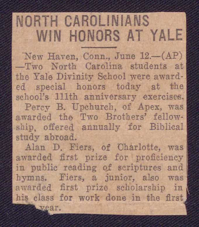 NORTH CAROLINIANS WIN HONORS AT YALE New Haven, Conn., June 12.