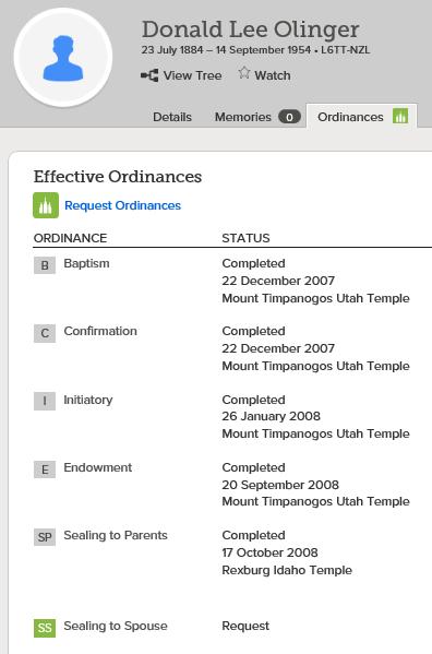Reserve Family Ordinances and Print Temple Cards 1.