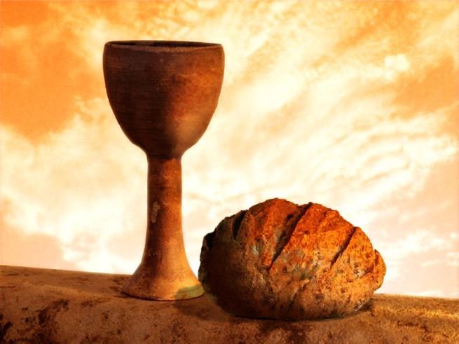 COMMUNION HYMN LET US BREAK BREAD TOGETHER 471 Let us break bread together on our knees (repeat) When I fall on my knees with my face to the rising sun, O Lord, have mercy on me.