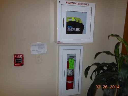 Alarm and AED Defibrillation Unit #2 Located near exit door in Sanctuary Includes Fire Alarm #3 Located outside Nursery Door Phone activated for 911 Emergency calls only #4 Located on east wall of