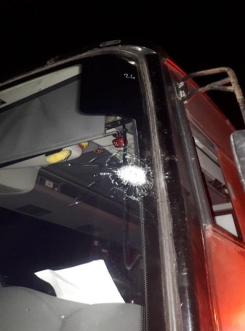Shots fired at Israeli bus 4 Judea and Samaria On November 7, 2018, shots were fired at an Israeli bus on the road east of Ramallah. Several bullets hit the front windshield and the side of the bus.