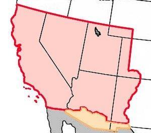 Texas and the Pacific Ocean that included present day states of California,