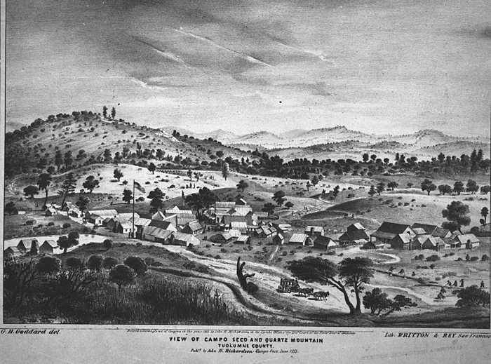 The California Gold Rush Mining Camps developed along streams and rivers of the