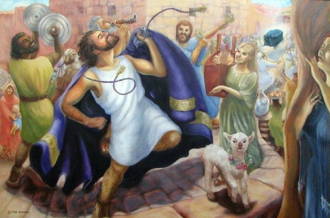 King David leaping and dancing before the LORD I will celebrate before the LORD.