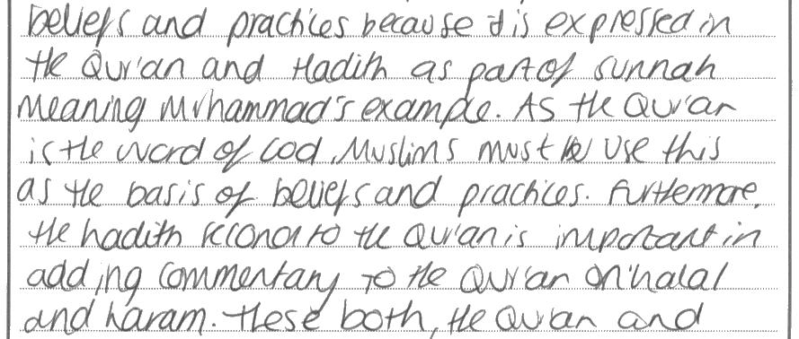 Examiner Comments This Candidate explains the terms, clearly relating Halal