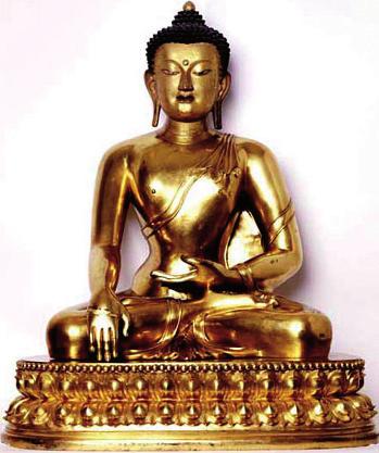 Buddha in focus Seated Buddha or Buddha Sakyamuni Room 47A Find this sculpture. What are your first impressions of it? Look at the size of the sculpture.
